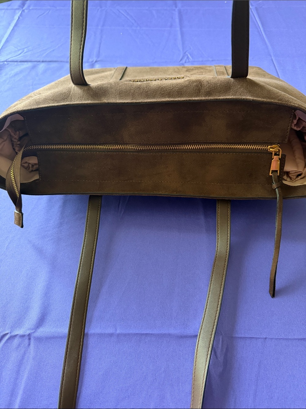 Poppy & Peonies The Meadow Tote in Chocolate Brown Suede - Picture 10 of 14